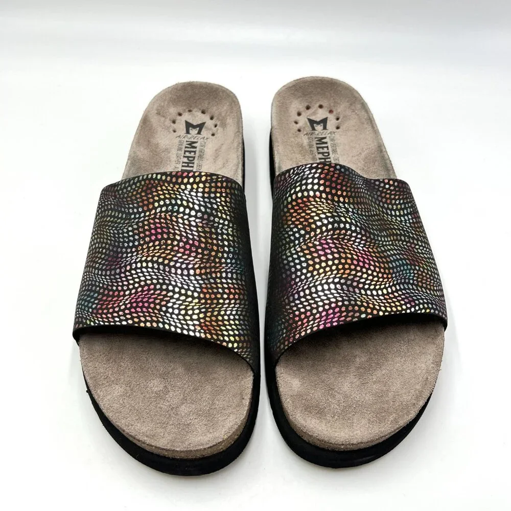 NEW Mephisto Womens 42 EU 12 US Leather Multicolor Comfort Sandals Slides‎ Shoes
